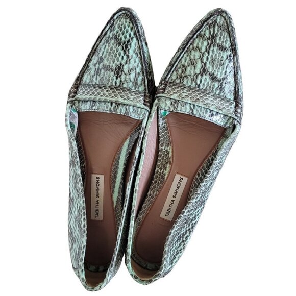 Tabitha Simmons Snakeskin Leather James Moccasins Loafers Flats - Picture 1 of 6